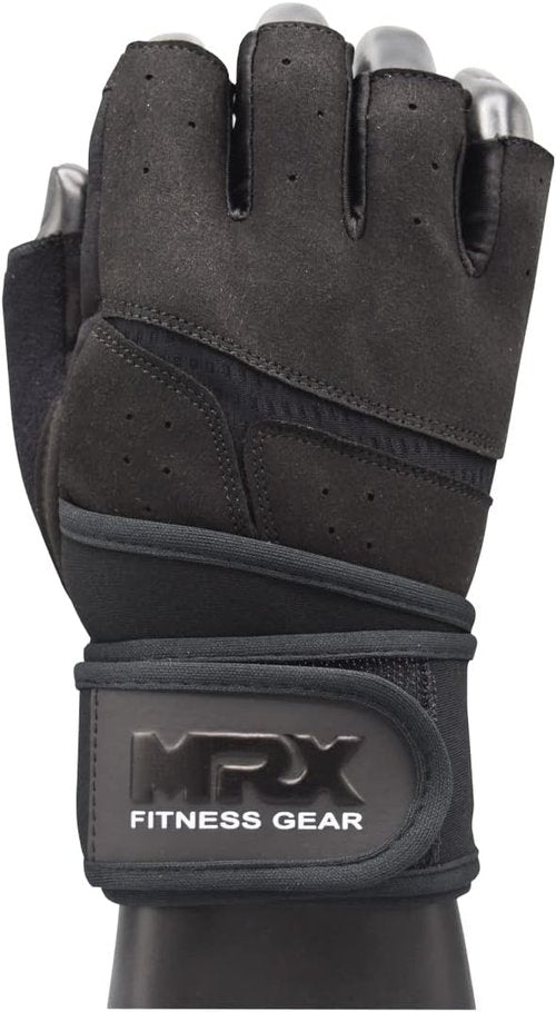 MRX Weightlifting Gloves - Men's Fingerless Workout Gloves with Wrist Support | Ideal for Powerlifting & Gym Use