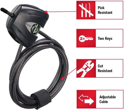 Master Lock Black Python Steel Cable Lock - Heavy Duty Anti-Theft Locking Cable for Trail Cameras & Kayaks | 2 Pack, 8417T