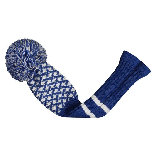 Scott Edward Personalized Knit Golf Club Covers 4 Counts for Woods and Driver Fit Max Drivers Fairways Hybrids/Utility Big Pom Pom Customized Patterns Decorate Golf Bags (Blue Reticulated)