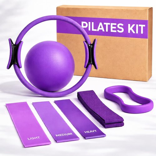 JOUFI Pilates Ring and Ball Set – Premium Pilates Equipment for Home Workout – Fitness Circle & Exercise Ball for Toning, Strengthening & Flexibility – Ideal for Pilates, Yoga, Core Training