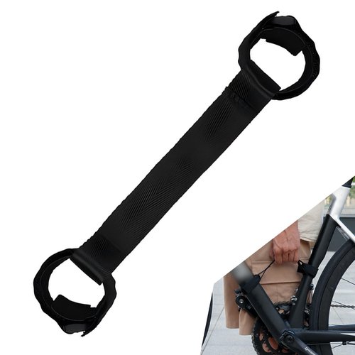 Qurbuns Bicycle Carrying Strap, Heavy Duty Nylon Mountain Bike Hand Strap, 7.48" Frame Handle Carrying Lifter, Portable and Labor-Saving Outdoor Carry Accessories for Mountain Road Bike (Black)