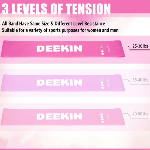 Deekin 20 Pcs Resistance Bands Resistance Loop Exercise Bands Exercise Equipment Elastic Drag Ring for Women and Men Home Fitness, Gym, Yoga(25-30 Lbs,Pink)