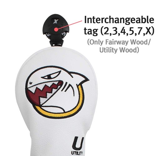AIMSHARK Mark Golf Head Covers/Driver Cover/Fairway Wood Cover/Utility Cover (Mark Driver Cover White)