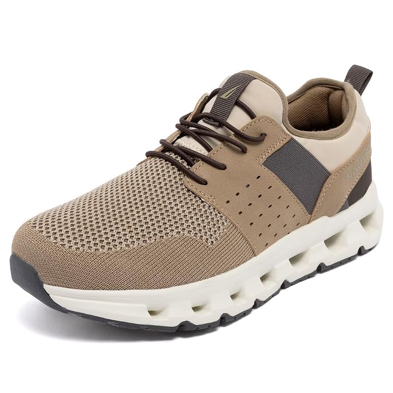 Nautica Men’s Running Sneakers – Taupe, Cushioned, Breathable Lightweight Sport Shoes