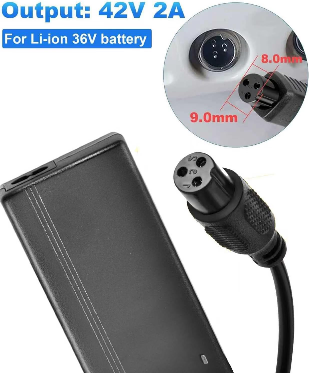 42V Replacement Charger - 2A Electric Scooter Power Adapter for Jetson, Hover-1, Swagtron & More