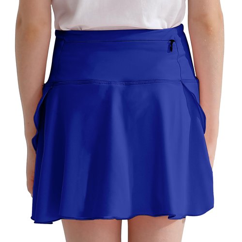OEBLD Girls Athletic Skort High Waist Tennis Skirts with Shorts Butterfly Ruffle School Skirts with Pockets Royal Blue