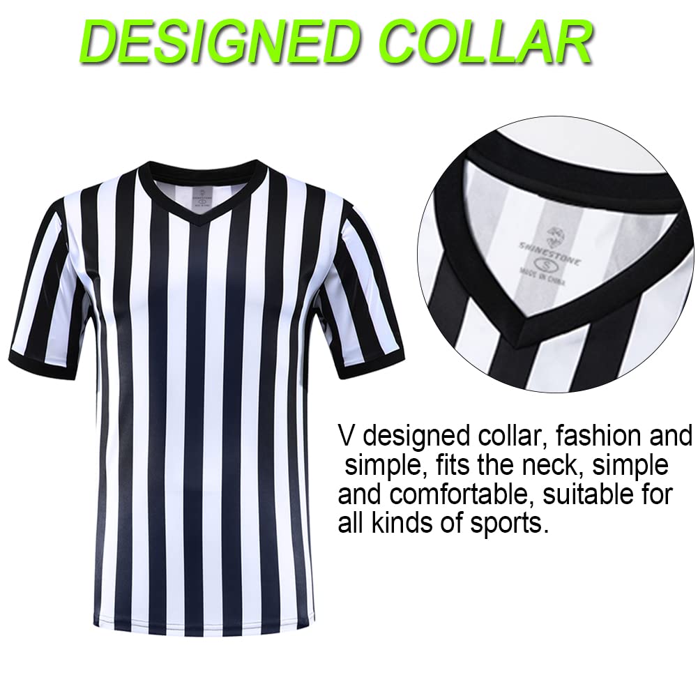 Shinestone Referee Shirt, Referee Costume Shirt for Womens and Mens, V Neck Referee Umpire Shirt Jersey for Football, Soccer and Sports for Christmas (Large)