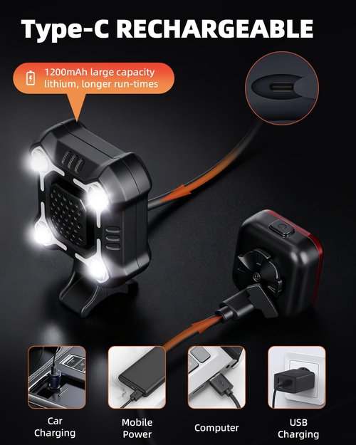 WSDCAM 140dB Bike Horn with Front and Rear Light, 2in1 Bicycle Bell Control Switch LED Light, Rechargeable Waterproof, 8+5 Modes Headlight and Tail Light Daily Commute, Adults Kids Bike Scooter Ebike
