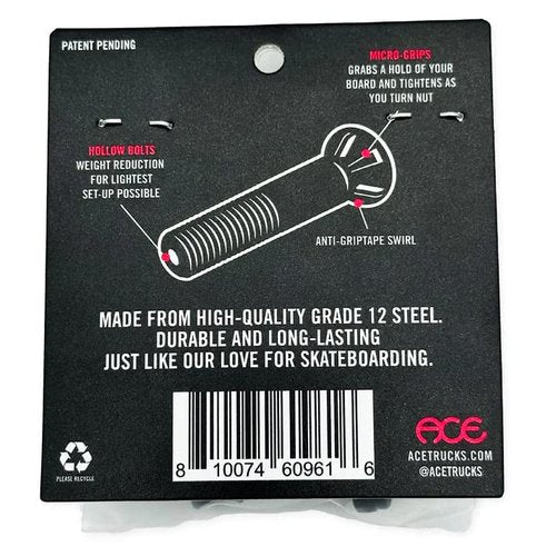 Ace Skateboard Hardware Hollow Gripper Bolts - 1 1/4" Allen