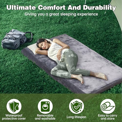 75X30X3 Inch Memory Foam Camping Mattress Pad - Waterproof Non-Slip Bed for Adults