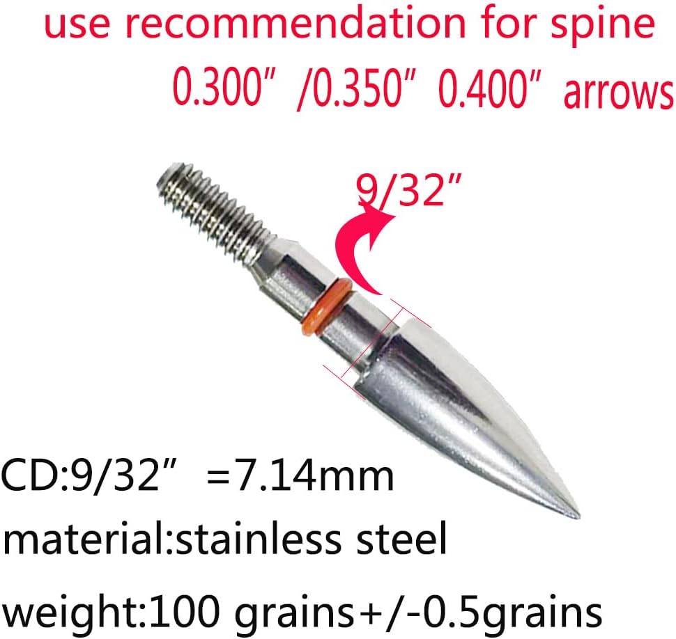 Skiennix Archery Field Points - Stainless Steel Practice Tips for Recurve & Compound Bows | 100-300 Grains