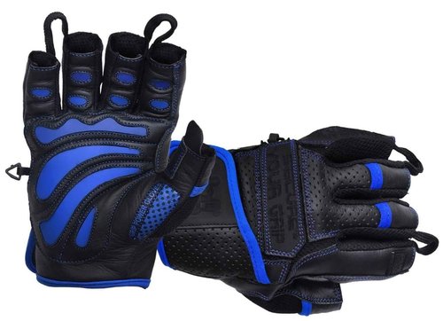 Elite Leather Gym Gloves – Grip & Comfort Design for Weightlifting, Powerlifting, Bodybuilding & Strength Training Workouts for Men & Women (Blue, Large)