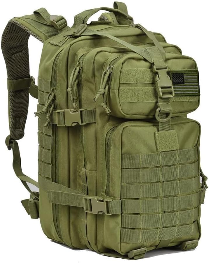 REEBOW GEAR Military Tactical Backpack - Large 34L Army 3-Day Assault Pack | Molle Design in Army Green