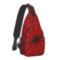 Red Spider Web Unisex Crossbody Backpack Sling Bag for Men Women One Shoulder Chest Bags Triangle Rucksack Strap for Gym Sport Travel Hiking Casual Outdoor Walking Biking Cycling Daypack