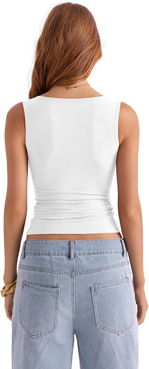 Eachyes Women's Boat Neck Tank Top - Sleeveless Slim Fit Summer Fashion | Y2K Style Outfit