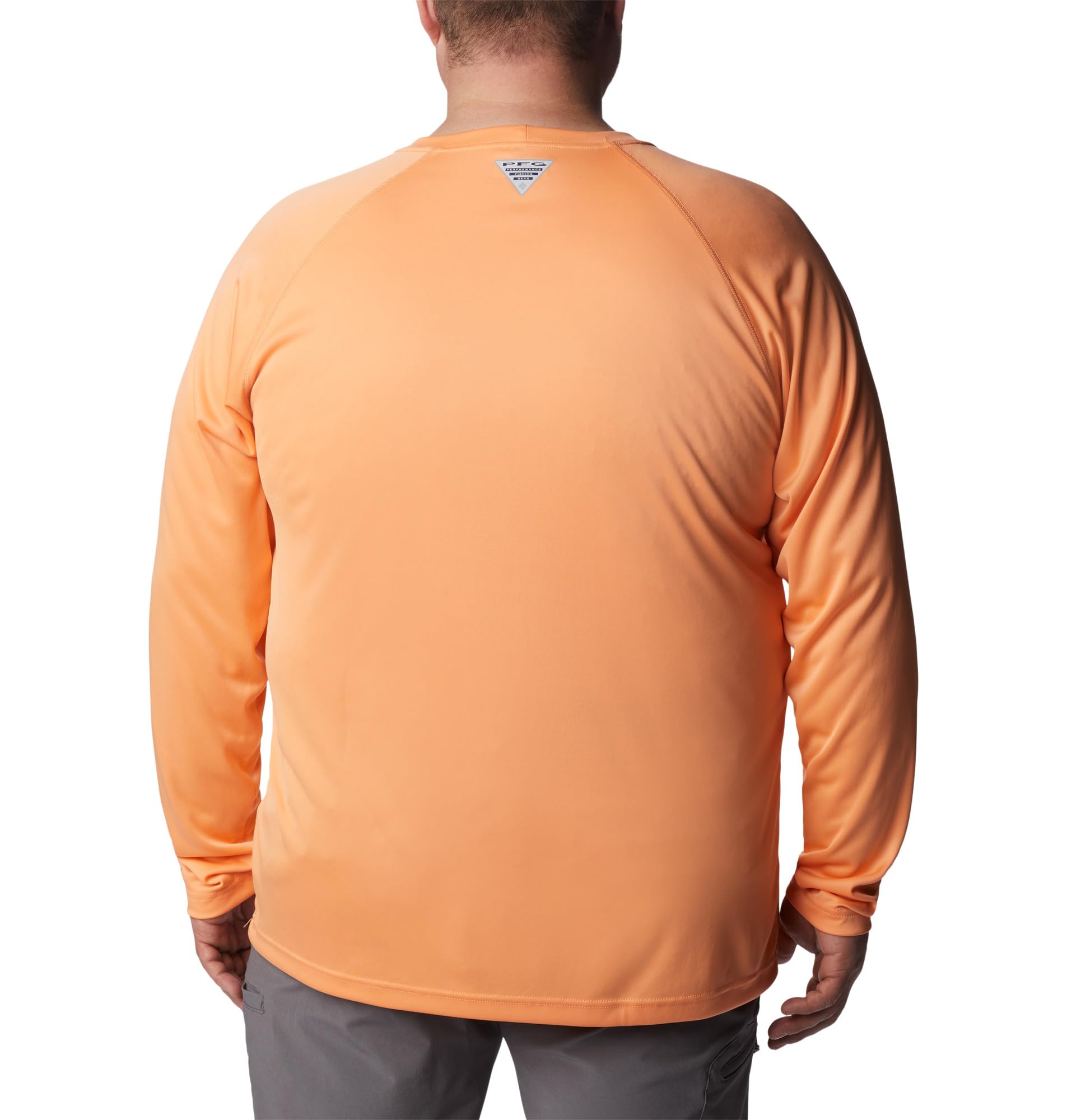 Columbia Men's PFG Terminal Tackle Long Sleeve Fishing Shirt, Bright Nectar/Vivid Blue Logo, Large Tall