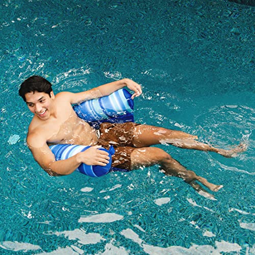Pool Float Noodle Sling with Support and Drink Holder - Blue Mesh