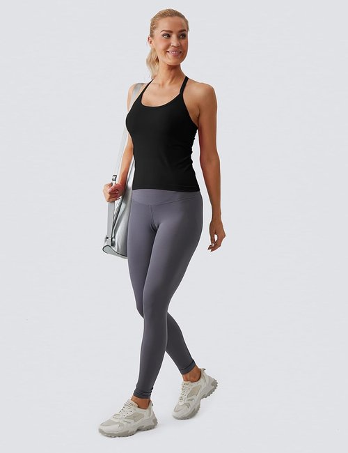 MathCat Workout Tank Tops - Sleeveless Yoga Tops with Built-In Bra | Seamless Racerback Design