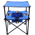NiuXTool Portable Folding Camping Table with Cup Holders – Lightweight & Compact 2-Tier Outdoor Table with Storage, Ideal for Card Games, Snacks, Picnic, Tailgating & Camping (Blue + Black)