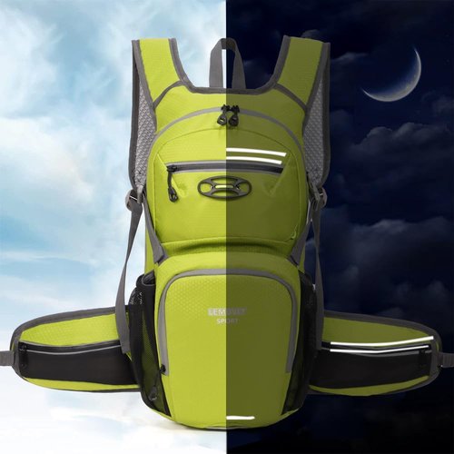 Lemuvlt Small Hiking Daypack 15L,Water Repellent Lightweight & Durable - Ideal Backpack for Skiing, Skating, Snowboarding,Hiking, Running, MTB Cycling (Lime)