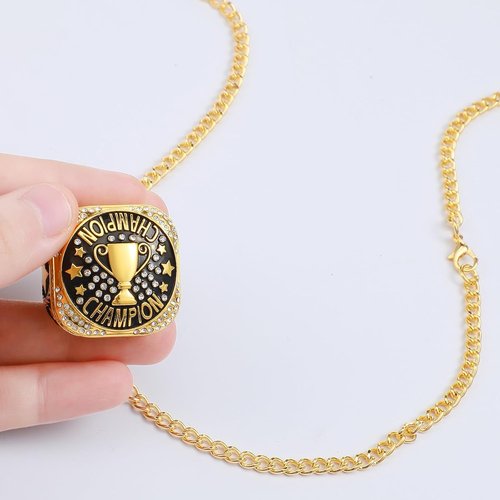 Highergo Championship Rings Set - 20 Pcs Sports Trophy Rings with Display Chain & Stand | Perfect for Awards
