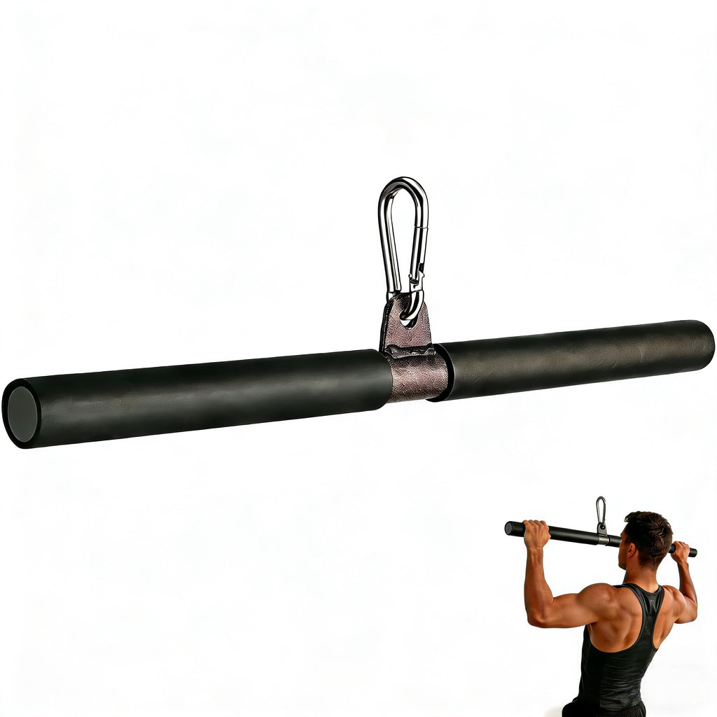 SENTOP DIY Straight Bar, Bicep Pull Bar with Soft Hand Grips Weight Machine Accessories Straight Bar for Home Gym Workout (with Buckle)