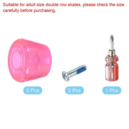 PATIKIL Roller Skate Toe Stops with Screwdriver, 1 Pair 82A Rubber Brake Stoppers Block for Roller Skate Accessories Replacement, Clear Pink