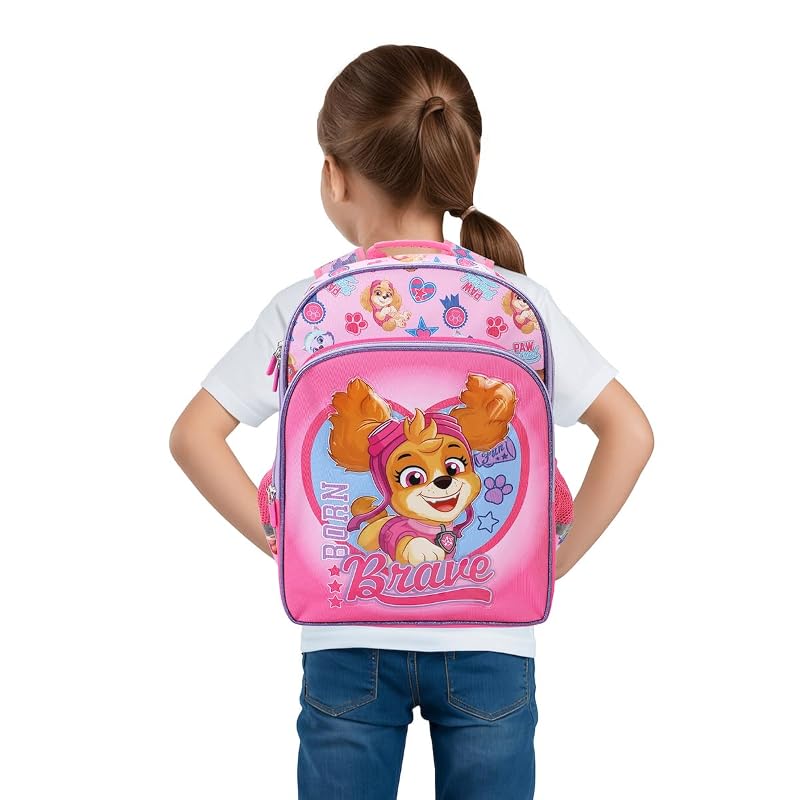 Paw Patrol Skye Girls 16-Inch Backpack - Pink with Front Pocket & Laptop Sleeve