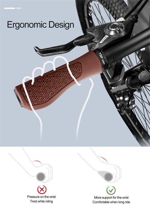 TOPCABIN Bicycles Handlebar Grips, Aluminum Lock-on Ergonomic Bike Grips, Cushion Vibrations Comfort Bike Handlebar Grips, Mountain MTB BMX Bicycles Grips for Scooter (Rubber(Brown))