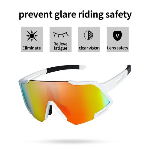 Tunfund Viper Sunglasses Polarized Teen Youth Kid Boy Girl for Cycling Fishing Runing Sports Driving Golf UV 400 (Age:10-15 Years Old) Red+White