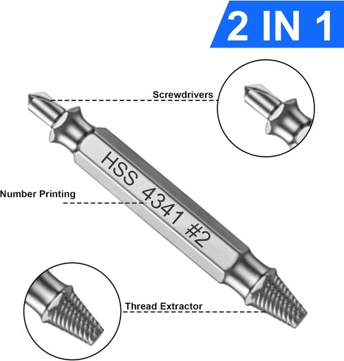 Damaged Screw Extractor Set - 6 PCS Titanium Stripped Screw Removal Tool for Easy Extraction