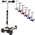 3 Wheels Kick Scooter for Kids Teens Ages 6-18 Years Extral Wide Deck 4 Adjustable Height and Foldable Handlebar LED Flashing Glider Push Scooter for Boys Girls