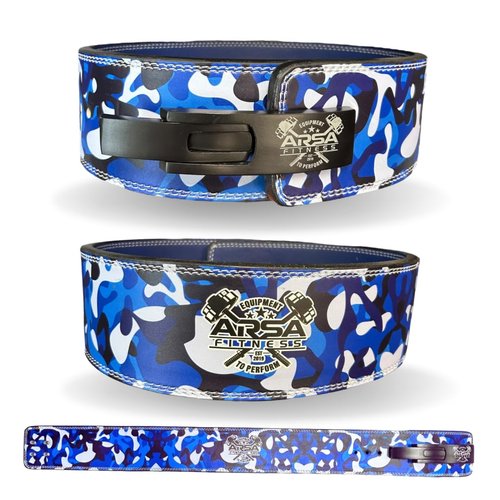 Arsa Fitness 10MM Competition Weightlifting Lever Belt for Men & Women, Powerlifting, Bodybuilding, & Strength Training - Camoflage Series (Blue Camo, X-Large)
