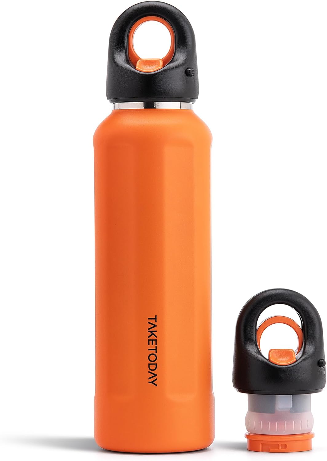 TakeToday 20oz Insulated Water Bottle - Stainless Steel Double-Wall Thermos | Leakproof & BPA-Free, Orange