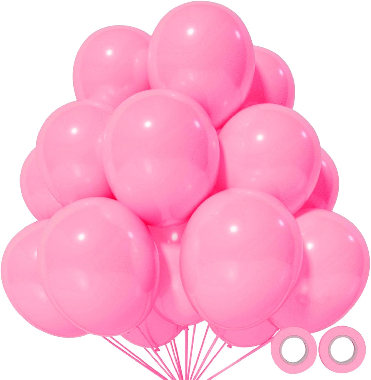 Pink Balloon | 110pcs 12-Inch Latex Balloons for Birthday, Valentine's Day & Weddings - Includes 2 Ribbons