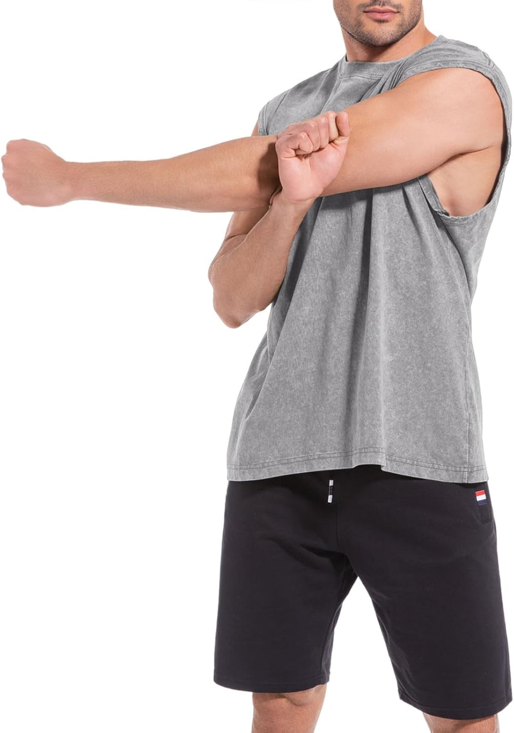 Wrenpies Sleeveless Muscle Cut Off Shirt - Acid Wash Cotton Gym Tank Top for Men | Loose Fit, Perfect for Workout & Beach