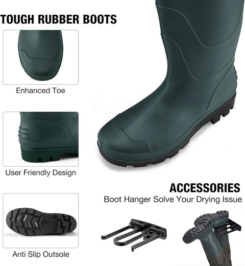 FISHINGSIR Fishing Waders - Waterproof 2-Ply Nylon/PVC Chest Waders with Boots for Men & Women