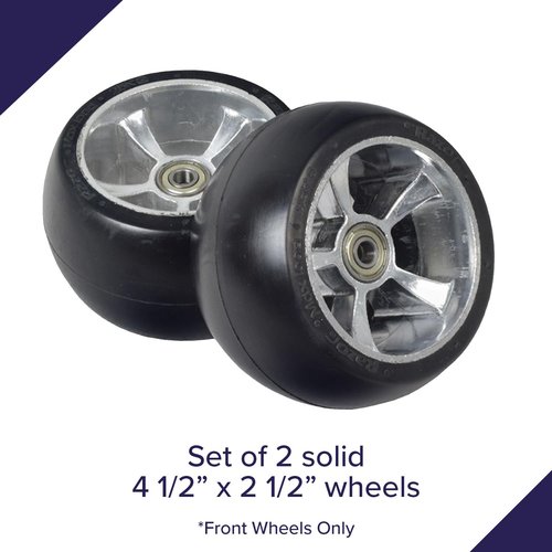 AlveyTech Front Wheels for Razor Ground Force, Ground Force Drifter, and GFD Fury Go-Karts - Replacement Parts for Go-Kart, 4-1/2" x 2-1/2" Solid Rubber Drift Tires w/ 608Z Bearings, Left & Right Set