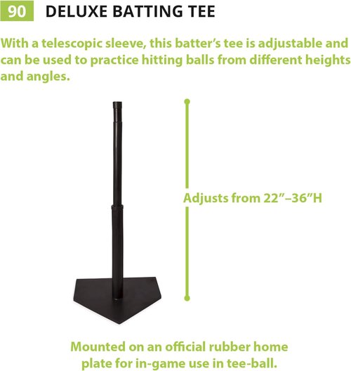 Champion Sports Deluxe Batting Tee - Adjustable Rubber Baseball & Softball Tee for Home Use, Multiple Styles