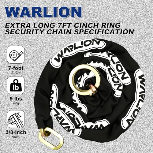 Heavy Duty Motorcycle Security Chain 7ft x 3/8in Black Anti-Theft Lock