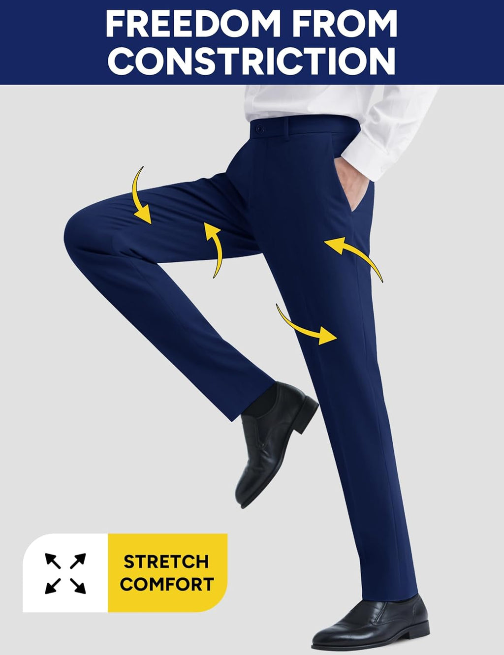 Skiennix Men's Stretch Dress Pants - Expandable Waist for Comfort | Slim Fit, Classic Straight, Big & Tall