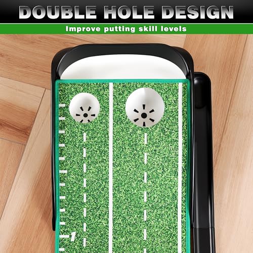 Black Indoor Golf Putting Green with 3 Gates - Practice & Improve Accuracy