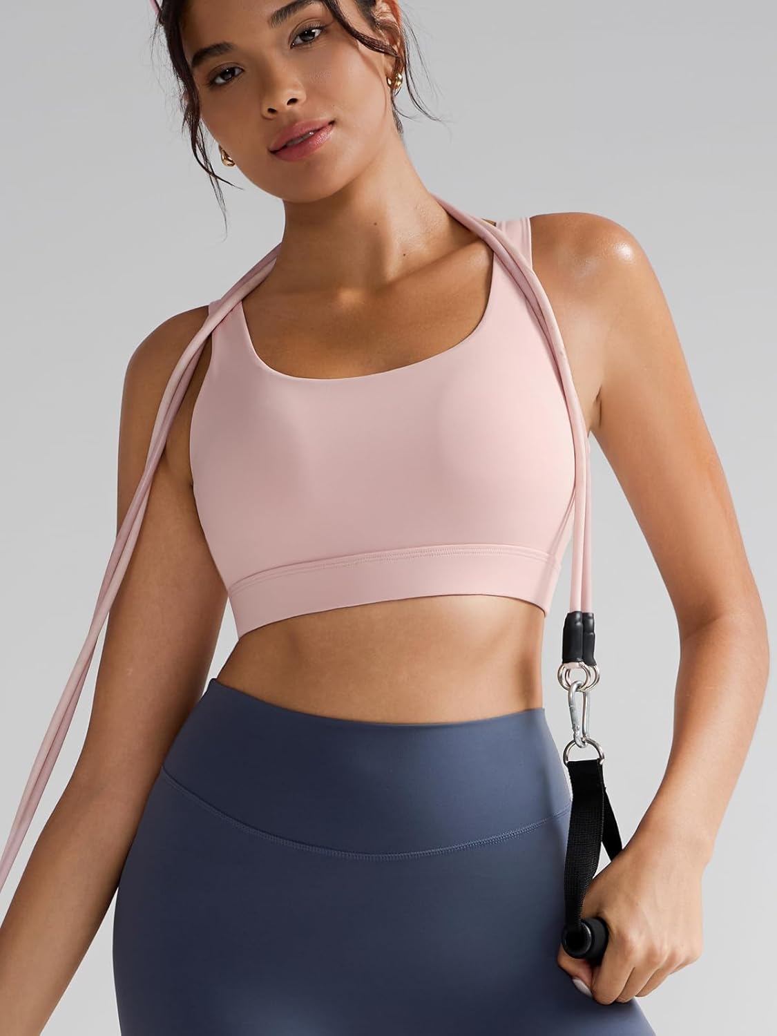 RUNNING GIRL High Impact Sports Bra - Racerback Workout Crop Top for Women | Comfortable Longline Fit