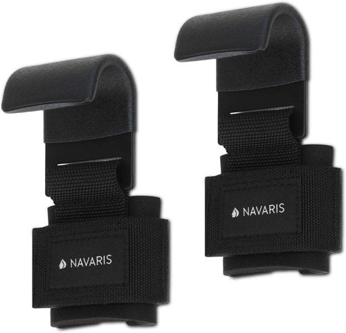 Navaris Weight Lifting Hook Straps - Durable Neoprene Wrist Support Straps for Deadlifts & Chin Ups