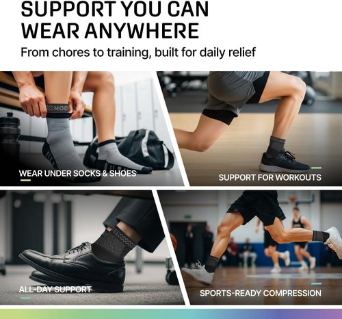Modvel Foot & Ankle Brace - Adjustable Compression Sleeve for Sprained Ankle & Plantar Fasciitis Relief | Unisex Support Socks