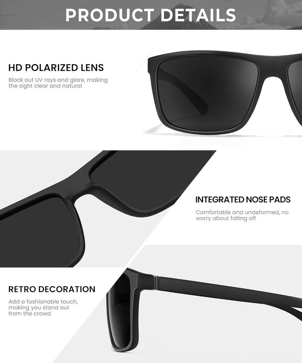 Polarized Sunglasses - UV Protection for Men & Women | 3-Pack for Driving, Sports & Fishing