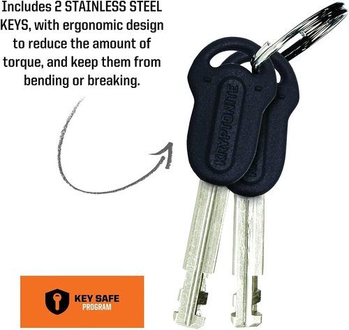 Kryptonite Keeper U-Lock - Heavy Duty Anti-Theft Bicycle Lock with Braided Steel Cable | 12mm Shackle, 4ft Security Cable
