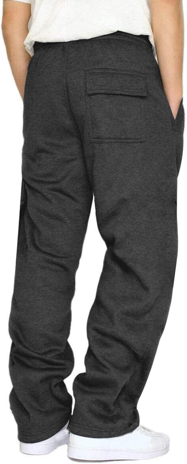 WaterWang Men's Fleece Joggers - Casual Loose Fit Athletic Sweatpants with Pockets | Comfortable Cotton