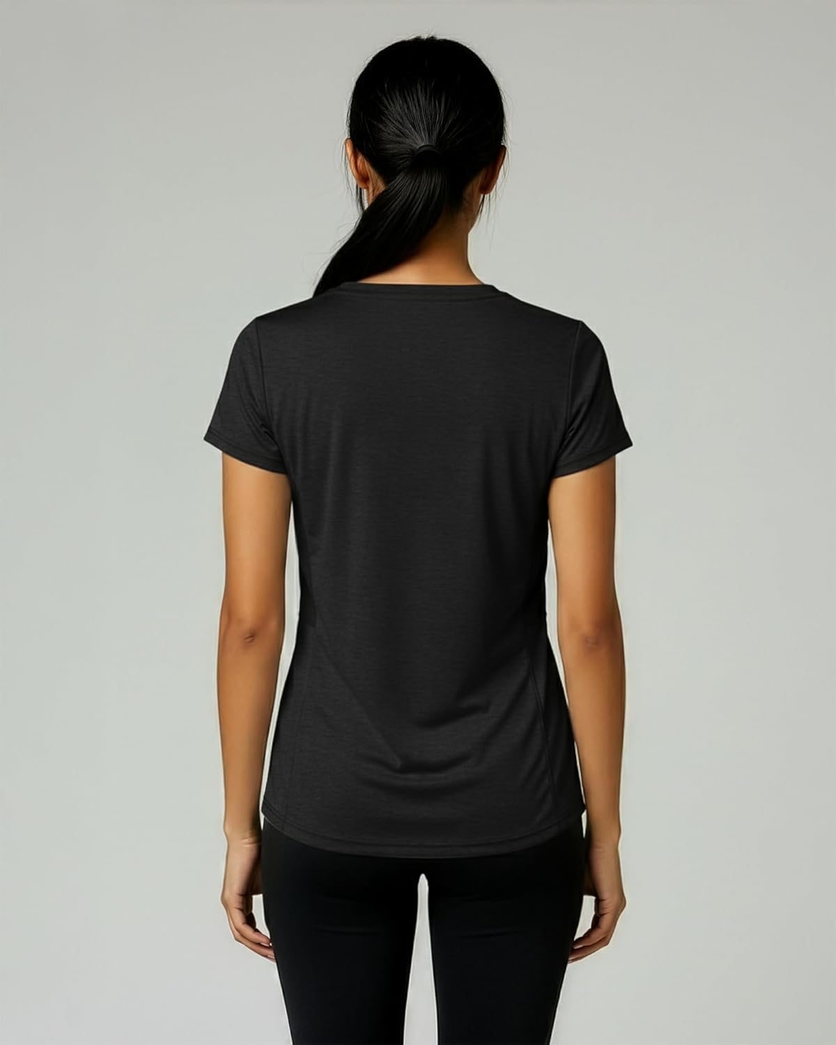 Real Essentials Women's Dry-Fit V-Neck Workout Tee - 5 Pack Yoga Tops (Plus Size Available)
