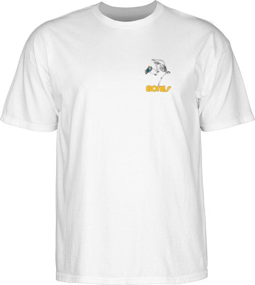 Powell Peralta Skateboard Skeleton T-Shirt, White, 2XL